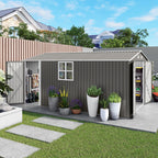 Outdoor Storage Shed with Lockable Doors - Dark Gray