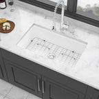 Farmhouse Ceramic Apron Front Single Bowl Kitchen Sink with Durable Design - White or Black