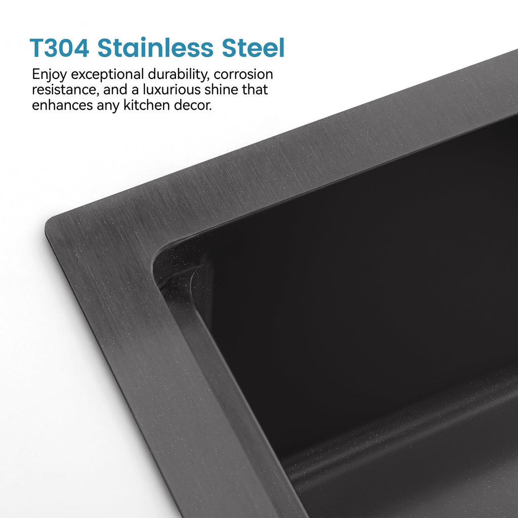 Stainless Steel Kitchen Sink with Overmount Single Bowl - Brushed Finish