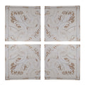 Distressed Wooden Square Wall Panels with Intricate Medallion Design - White