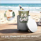 Portable Storage Box Cooler Side Table with Removable Ice Bucket - Concrete
