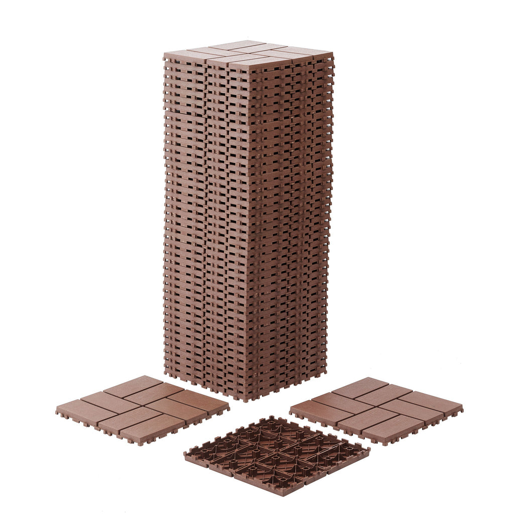 Interlocking Deck Tiles 44 Pack with Easy Installation - Dark Brown or Dark Gray