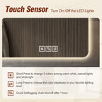 Wall Mounted LED Lighting Mirror with 3-Color Dimmable Light - Silver