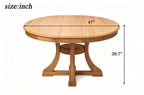 5-Piece Round Extendable Solid Wood Dining Table Set