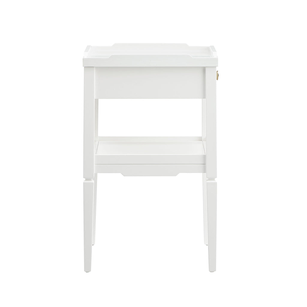 1 Drawer Nightstand with Solid Wood Frame - Blue, Dark Green, or White