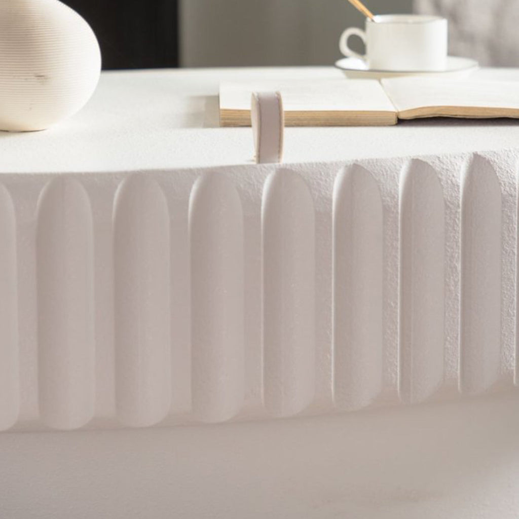 Fluted Storage Table with Lift-Off Lid - Cream White