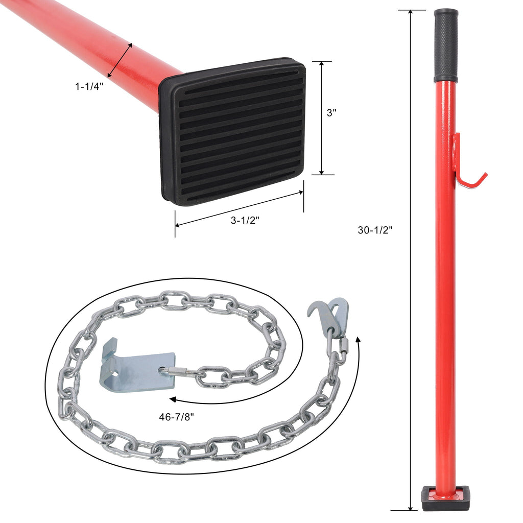 Universal Steel Dent Removal Pulling Stick with Welded Hooks - Red