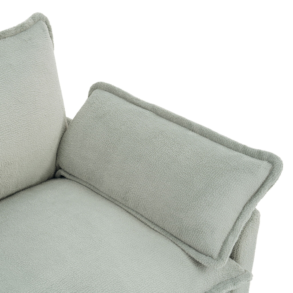 Modern Loveseat Sofa with Side Storage Pockets - Green, Beige, or Dark Gray