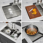 Gray Double Bowl Kitchen Sink with Durable Stainless Steel - Dual Mount