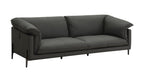 Top Grain Leather Stationary Sofa with Memory Foam Cushions - Black