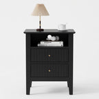 Fluted Nightstand with 2 Drawers and Soft-Close Slides - Multiple Colors