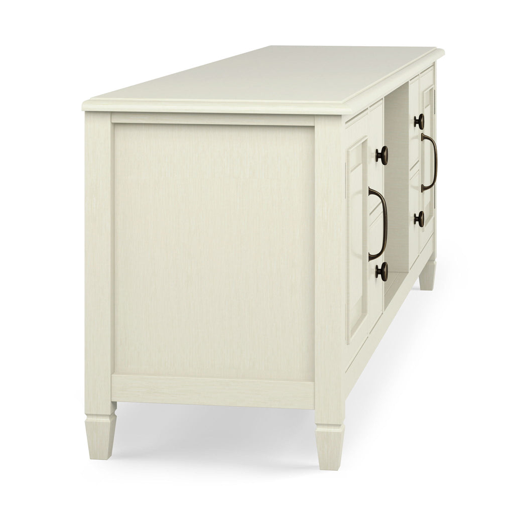Wide Solid Wood TV Stand with Ample Storage - Dark Brown, White, Gray