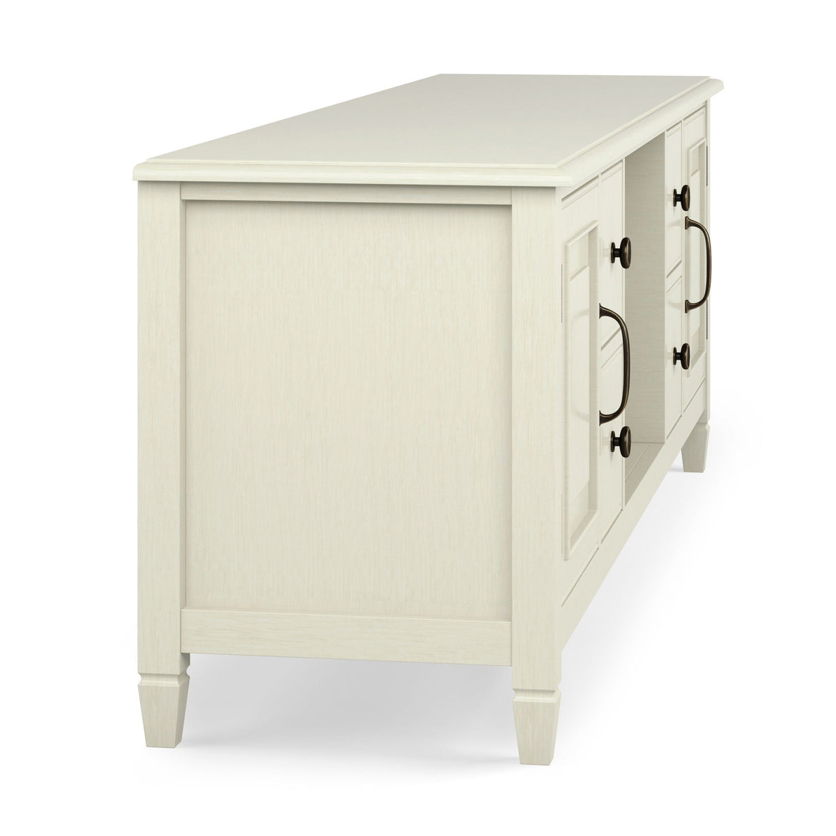 Wide Solid Wood TV Stand with Ample Storage - Dark Brown, White, Gray
