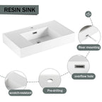 Wall Mounted Bathroom Vanity with Resin Sink and Soft Close Drawer - Imitative Oak