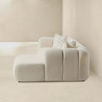 Modern Tufted Right Sectional Sofa with Toss Pillows - Ivory