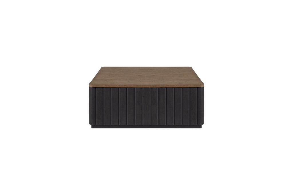 Black Cocktail Table with Casters - Modern Solid Wood Coffee Table