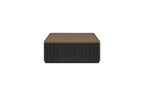 Black Cocktail Table with Casters - Modern Solid Wood Coffee Table