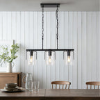 Adjustable Pendant Lighting with Clear Glass Shade - Black or Gold