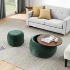 Round Storage Ottoman with 2 in 1 Function - Multiple Colors