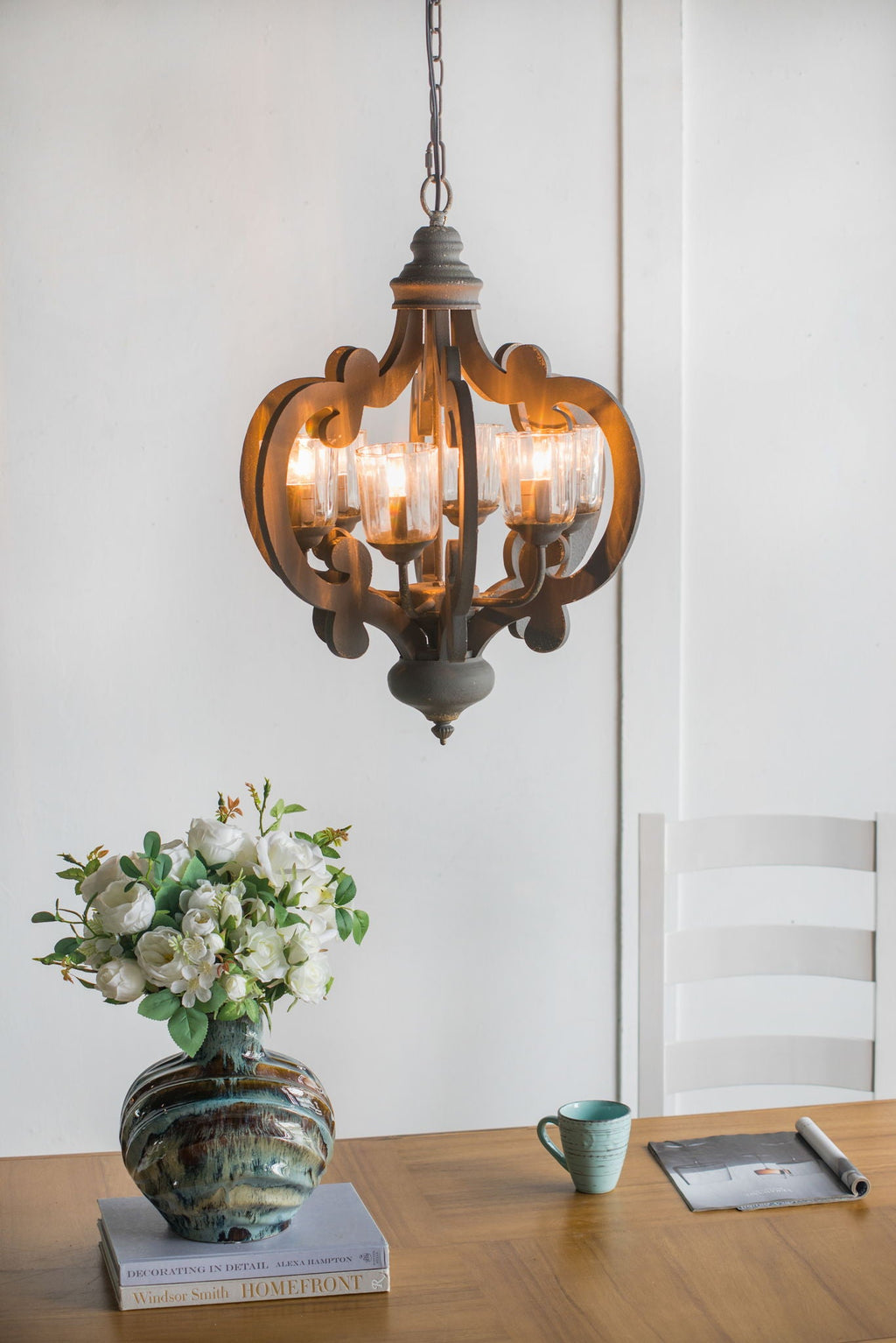 Farmhouse Chandelier with Adjustable Chain - Multiple Colors
