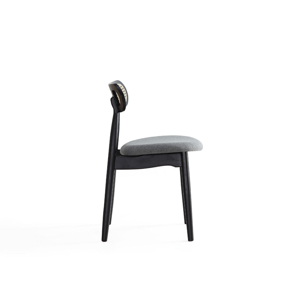 Dining Chair Set with Cane Backrest - Black or Light Brown