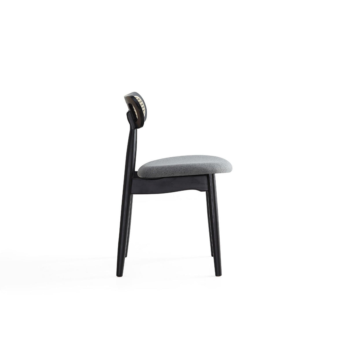 Dining Chair Set with Cane Backrest - Black or Light Brown