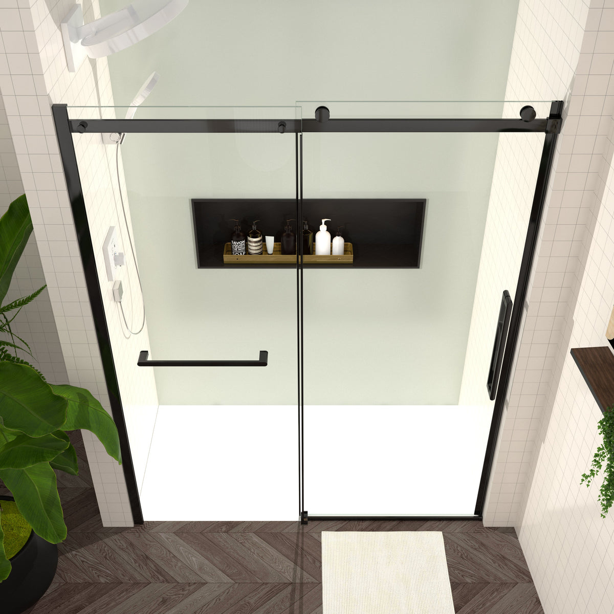 Frameless Sliding Shower Door with 8mm Tempered Glass - Matte