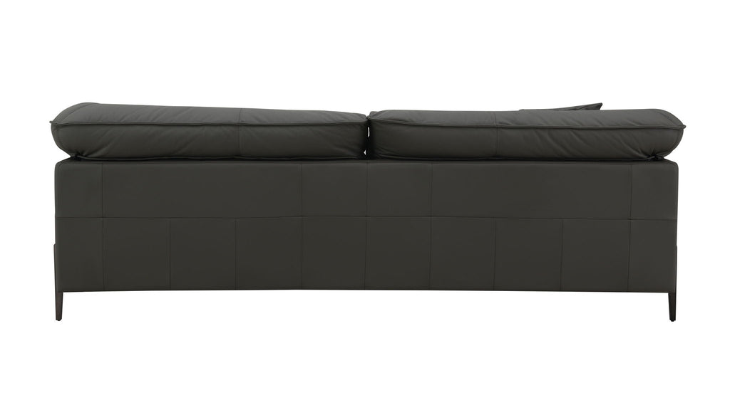 Top Grain Leather Stationary Sofa with Memory Foam Cushions - Black