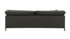 Top Grain Leather Stationary Sofa with Memory Foam Cushions - Black