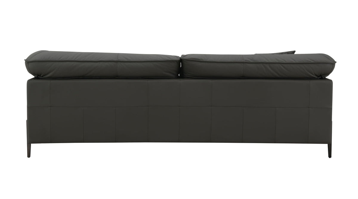 Top Grain Leather Stationary Sofa with Memory Foam Cushions - Black