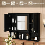 Wall Mounted Bathroom Medicine Cabinet With Mirror & Open Shelves