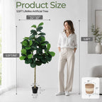 Artificial Fiddle Leaf Fig Tree 5.5FT with Planter - Green