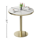 Round Modern Tulip Dining Table with Sintered Stone Top - Faux Marble