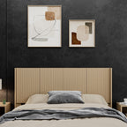 Modern Wide Wall Mounted Fluted Panel Headboard with Fluted Design - Dark Brown or Light Brown