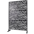 Metal Privacy Screen Room Divider with Freestanding Design - Black