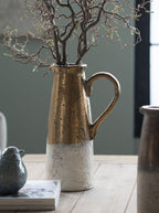 Gold Terracotta Pitcher Vase with Durable Ceramic Construction - Gold