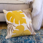 Autumn Vibes Leaf Accent Pillow with Soft Texture - Green, Dark Gray, Light Blue, Yellow, Orange