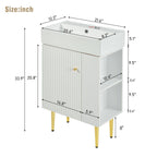 Bathroom Vanity with Single Ceramic Sink and Side Storage - Multiple Colors
