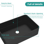 BB17 Integrated Black Ceramic Bathroom Vanity Sink with Scratch-Resistant Finish - Black