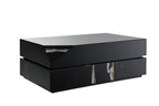 Mirrored Coffee Table with Tempered Glass Top - Black