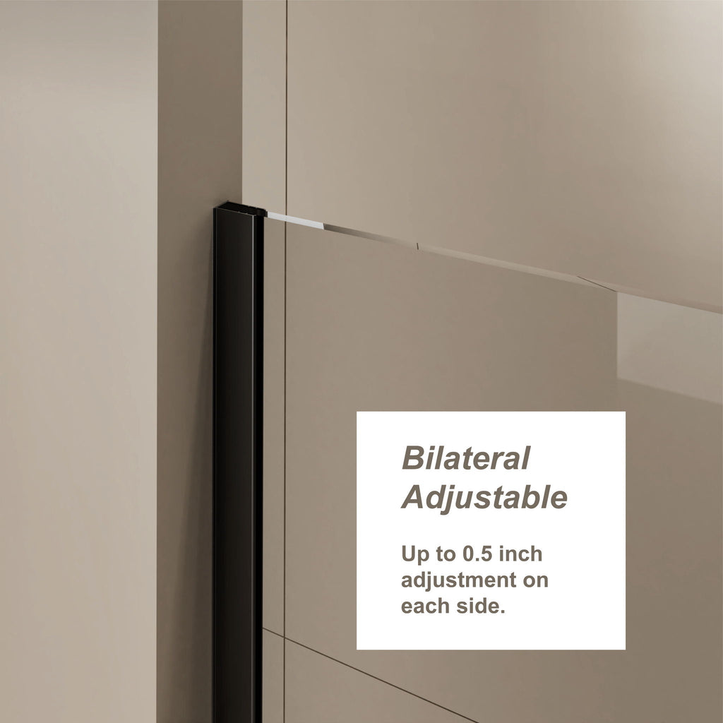 Glass Shower Door with Stainless Steel Handle - Black