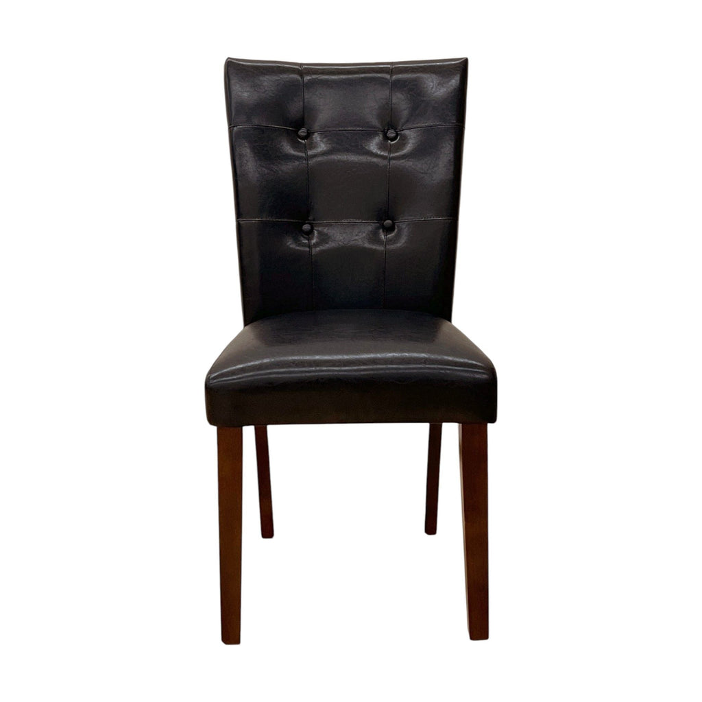 Synthetic Leather Side Chair Set with Button-Tufted Backrest - Brown / Walnut