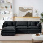 Modular Sectional Sofa with Movable Footrest - Chenille, 102 Inch L-Shaped Couch