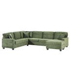 U-Shaped Upholstered Sectional Sofa with Movable Ottoman
