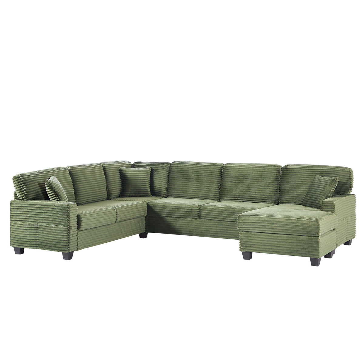 U-Shaped Upholstered Sectional Sofa with Movable Ottoman