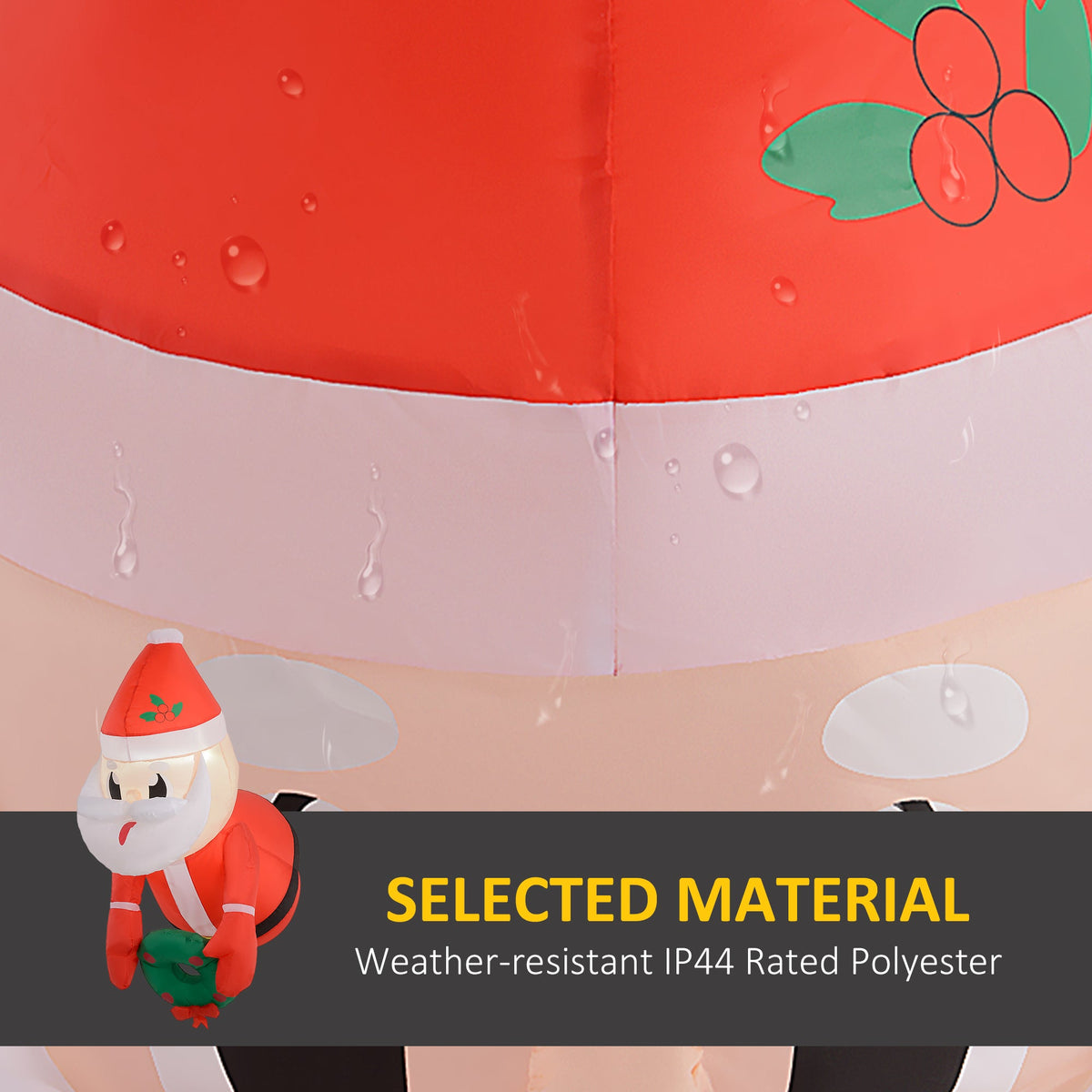 Christmas Inflatable Hanging Santa Claus with Wreath - Red & White