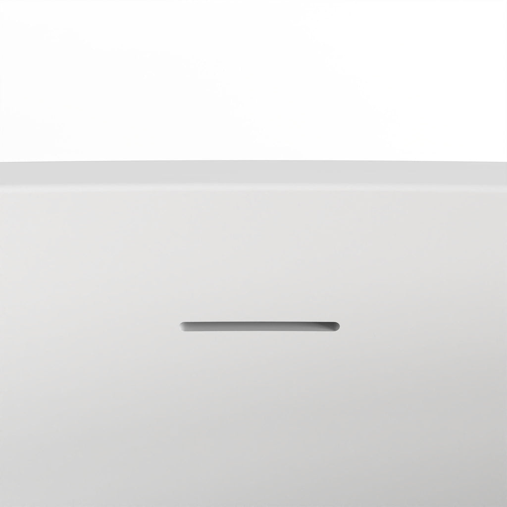 Matte White Freestanding Soaking Bathtub with Ergonomic Design - Solid Surface