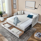 Daybed with Trundle and Storage Drawers - Twin, Fabric Upholstered - Multiple Colors