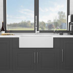 Farmhouse Sink Workstation 33" Ceramic Double Bowl with Ledges - White
