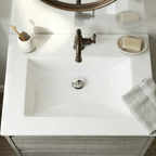 24" Ceramic Drop-In Bathroom Vessel Sink with Single Faucet Hole - White